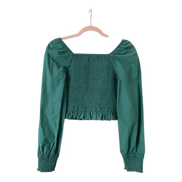 AE Square Neck Smocked Ruffle Blouse Medium - Picture 6 of 9